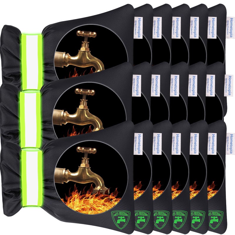 HOMETOPIA Outdoor Faucet Covers for Winter, 15 Pack Pro 6.7"" W x 8.3"" H Outdoor spigot covers winter insulated Freeze Protection hose bib covers Backflow Reusable Waterproof Insulated,Black - Image 1